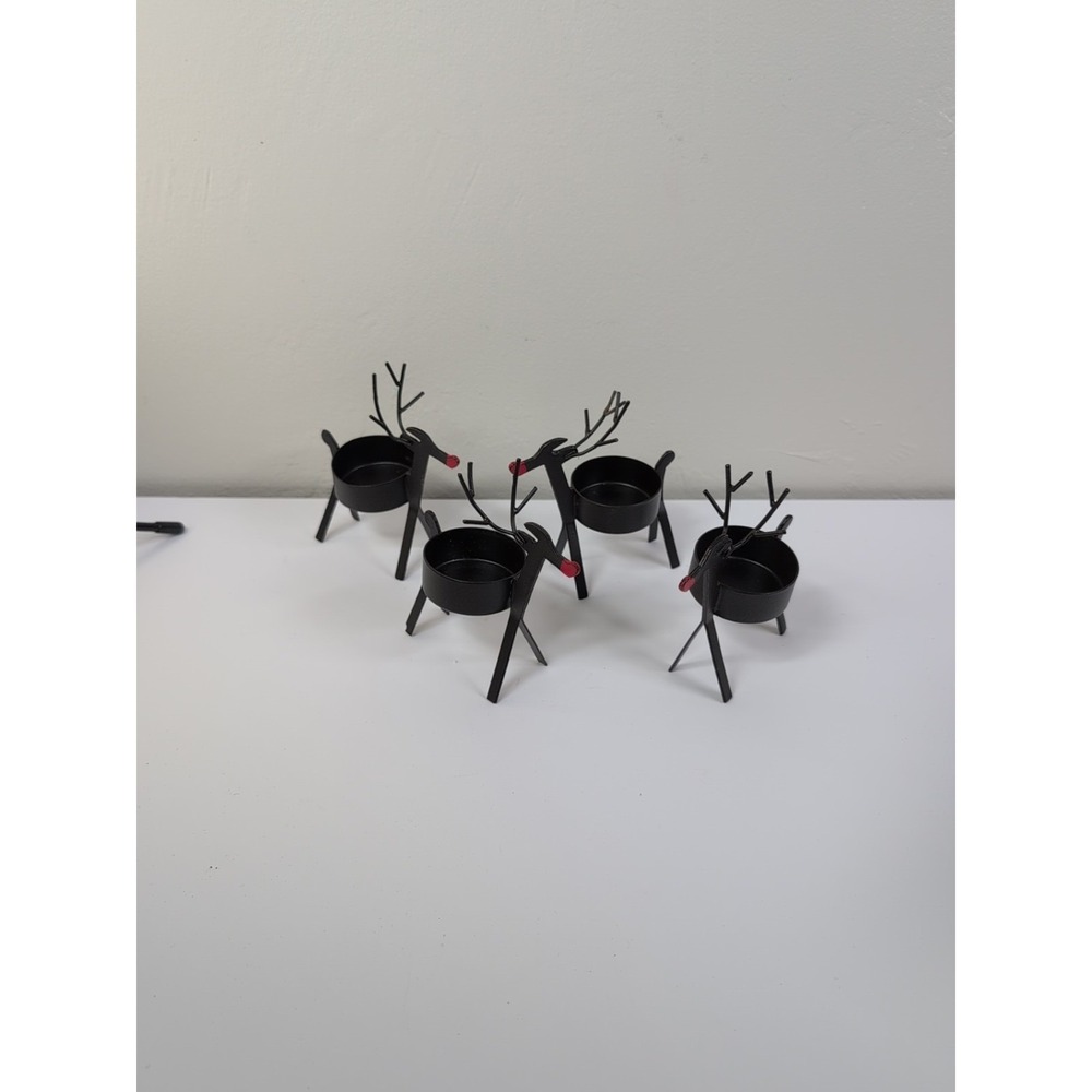 Deer Reindeer Votive/Tea Light Holder Metal Iron Christmas Holiday (set of 4)